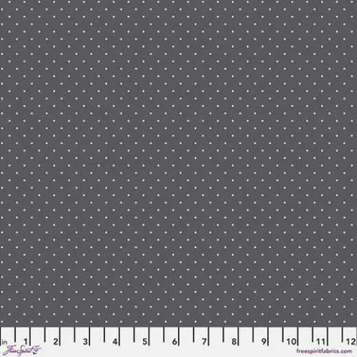 Tula Pink Baumwoll Designerstoff - True Color Graywork - Tiny Dots - Carbon