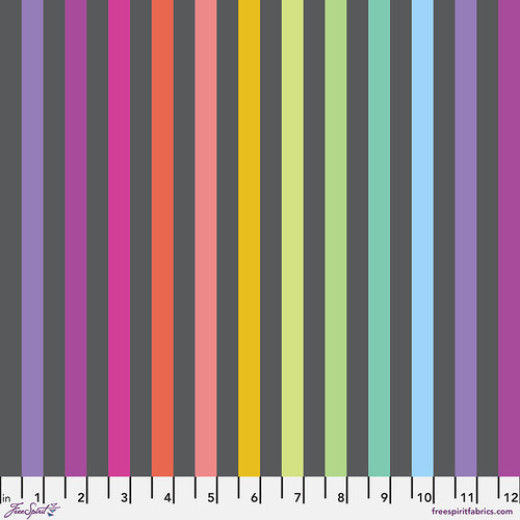 Tula Pink Baumwoll Designerstoff - True Color Graywork - Disco Stripe - Carbon