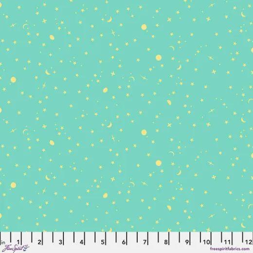Tula Pink Baumwoll Designerstoff - True Colors - Space Sprinkles - Seaglass