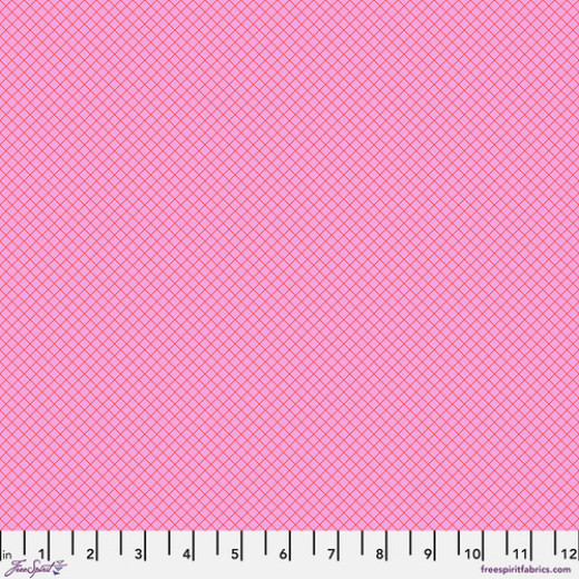 Tula Pink Baumwoll Designerstoff - True Colors - On the Grid - Bubblegum