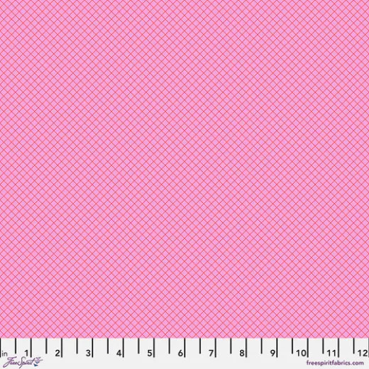 Tula Pink Baumwoll Designerstoff - True Colors - On the Grid - Bubblegum