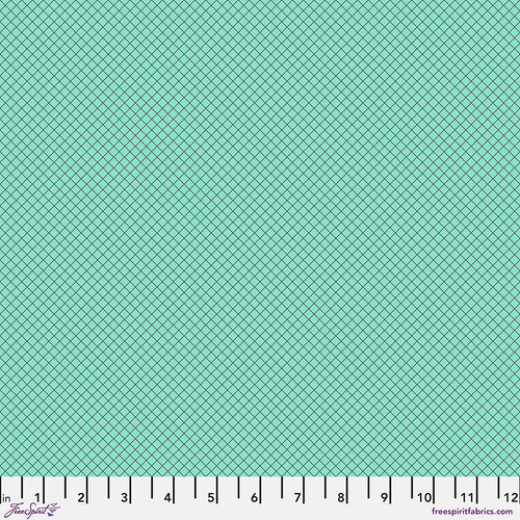 Tula Pink Baumwoll Designerstoff - True Colors - On the Grid - Raindrop