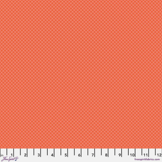 Tula Pink Baumwoll Designerstoff - True Colors - On the Grid - Salmon