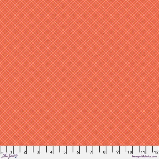 Tula Pink Baumwoll Designerstoff - True Colors - On the Grid - Salmon