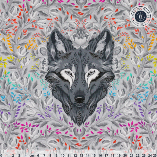 Tula Pink Baumwoll Designerstoff - Graywork - Wolf of Pink Street - Fog