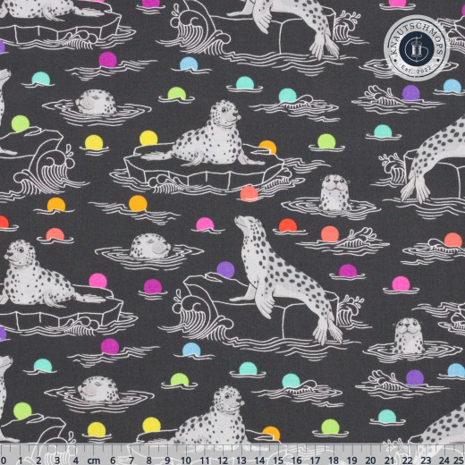 Tula Pink Baumwoll Designerstoff - Graywork - Seal the Deal - Carbon