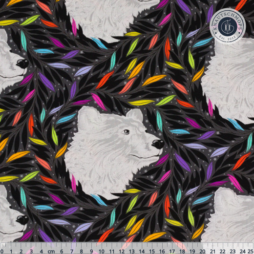 Tula Pink Baumwoll Designerstoff - Graywork - Just Bearly - Carbon