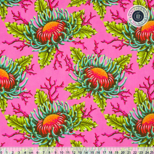 Tula Pink Baumwoll Designerstoff - Floral Reef - Friends & Anemones - Coralline
