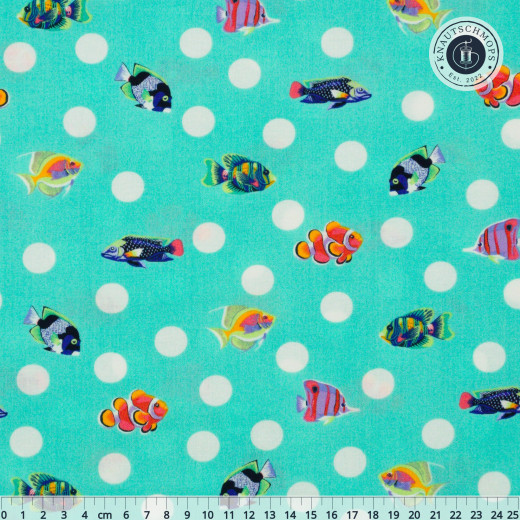Tula Pink Baumwoll Designerstoff - Floral Reef - School Crossing - Seafoam