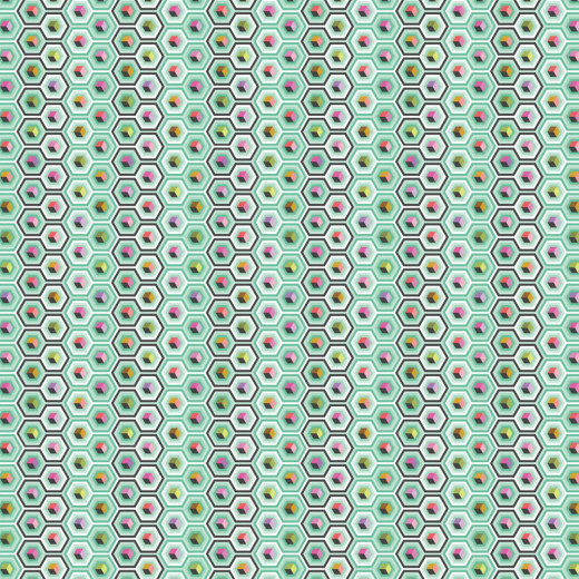 Tula Pink Baumwoll Designerstoff - Prince Charming - Hex Box - Sweetmint