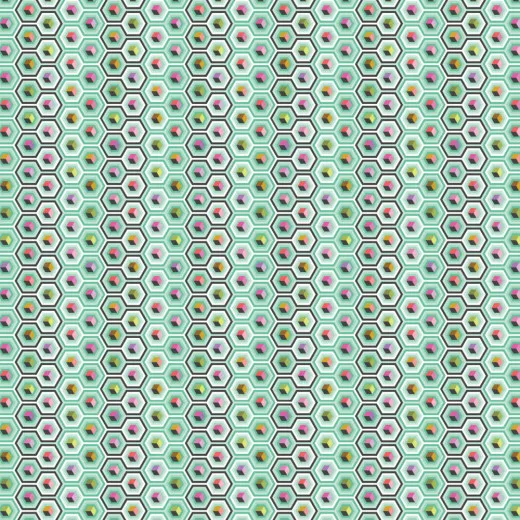 Tula Pink Baumwoll Designerstoff - Prince Charming - Hex Box - Sweetmint
