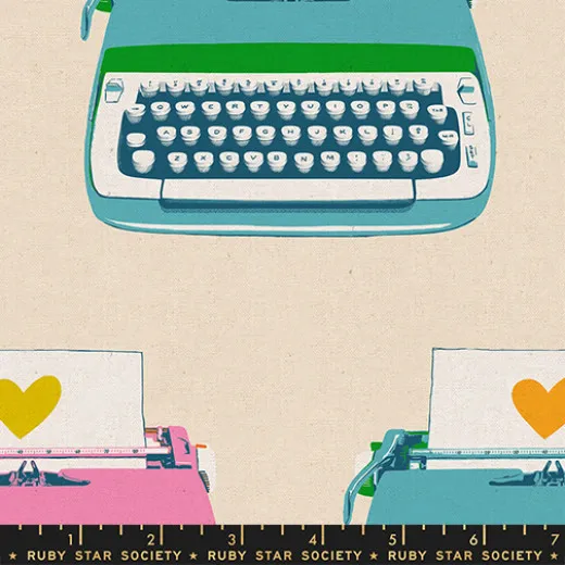 Canvas - Ruby Star Society - Best Day Ever - Typewriters Canvas Novelty Kitsch Retro - Natural