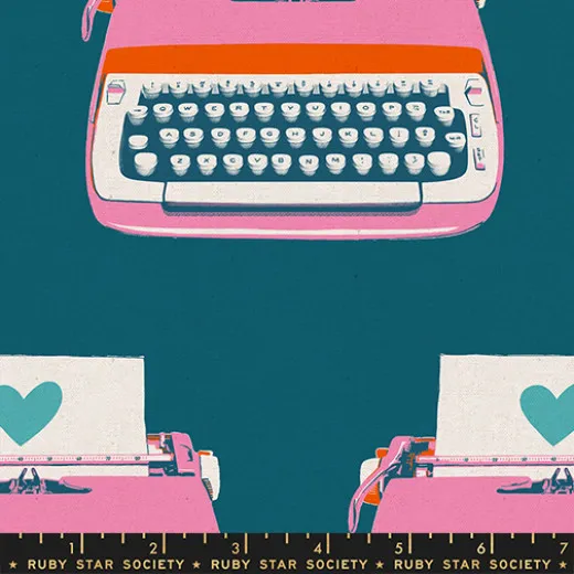 Canvas - Ruby Star Society - Best Day Ever - Typewriters Canvas Novelty Kitsch Retro - Teal