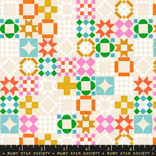 Ruby Star Society - 800 Notion - Quilty As Charged Novelty Retro Vintage Blocks Patchwork - Shell Ruby Star Society - 800 Notion - Quilty As Charged Novelty Retro Vintage Blocks Patchwork - Shell