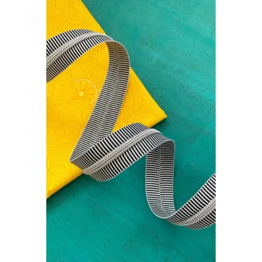 Sassafras Lane Designs - Reißverschluss #5 - Black Stripe - Nickel