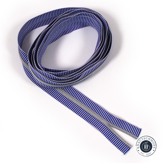 Sassafras Lane Designs - Reißverschluss #5 - Blue Stripe - Nickel
