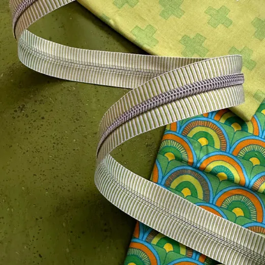 Sassafras Lane Designs - Reißverschluss #5 - Lime Stripe - Nickel Sassafras Lane Designs - Reißverschluss #5 - Lime Stripe - Nickel