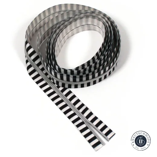 Sassafras Lane Designs - Reißverschluss #5 - schwarz-weiß - Nickel