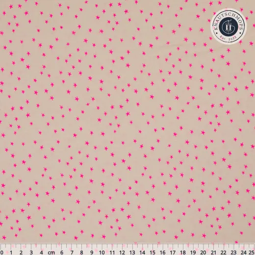 Blenders Star Starry Mini Neon Pink Stoffdetail Neon-pinker Sternenmuster-Stoff Starry Mini von Ruby Star Society, flach mit Maßband