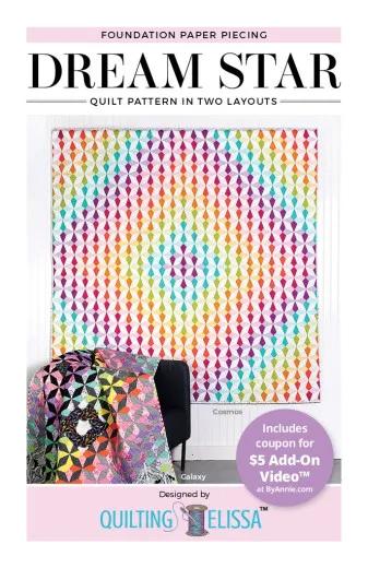 ByAnnie's Dream Star Quilt Verpackung Verpackung des Schnittmusters Dream Star Quilt mit Fotos beider Layout-Varianten Galaxy und Cosmos