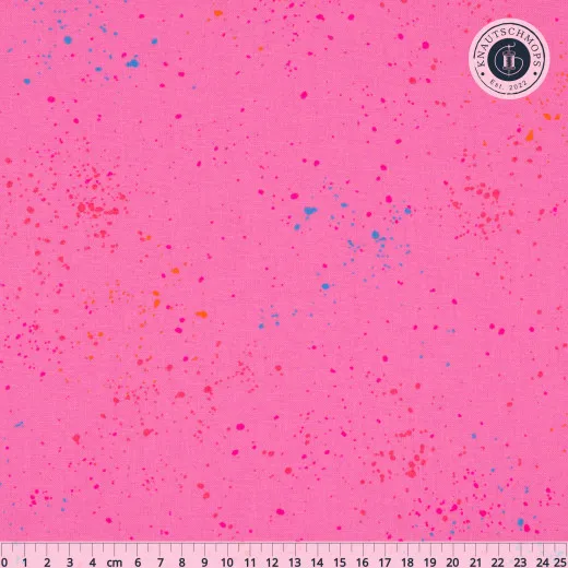 Ruby Star Society Canvas Speckled Flamingo, pinker Stoff mit bunten Farbsprenkeln, mit Zentimetermaß