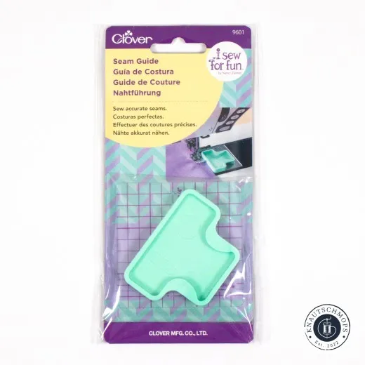 Clover Nahtführung Seam Guide 9601 in der Verpackung Clover Nahtführung Seam Guide 9601 in Mintgrün in der Verpackung mit Schablone