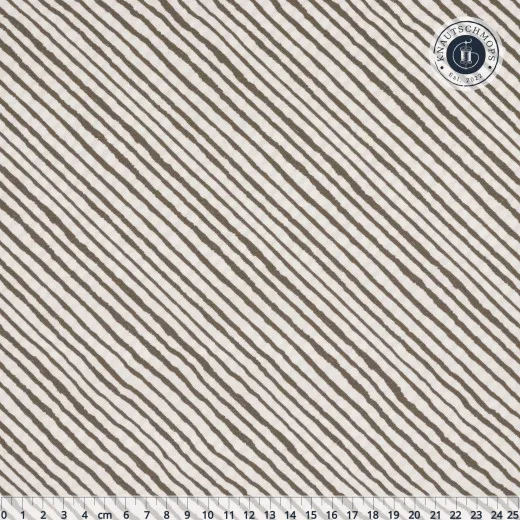 Gesamtansicht Streifenmuster Bookish Between the Lines: diagonale braune Streifen auf cremefarbenem Fond, Gesamtansicht