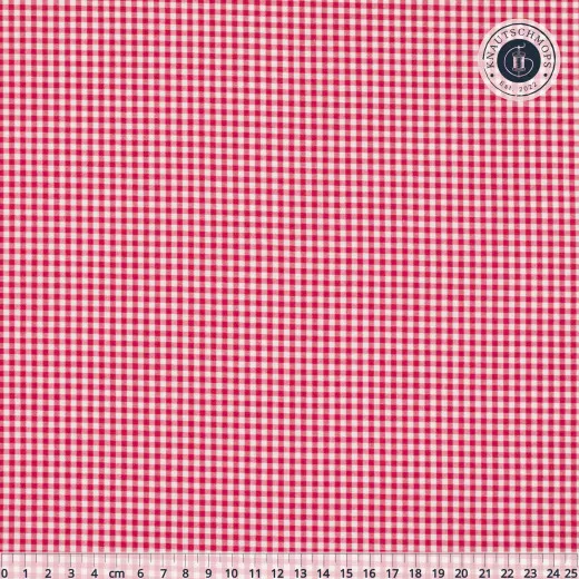 Tilda Creating Memories Woven Gingham in Rot: Nahaufnahme des Karomusters mit Zentimeter-Maßstab (25cm)