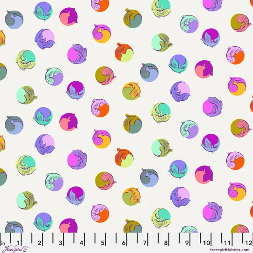 Gumdrop-Punkte Pearl Bunte, gedrehte Tropfen-Punkte im Bonbon-Look auf cremefarbenem Fond.