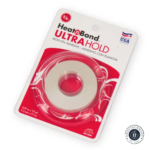 Verpackung von HeatnBond Ultrahold Bügelkleberband, 3/8 Zoll x 10 Yards.