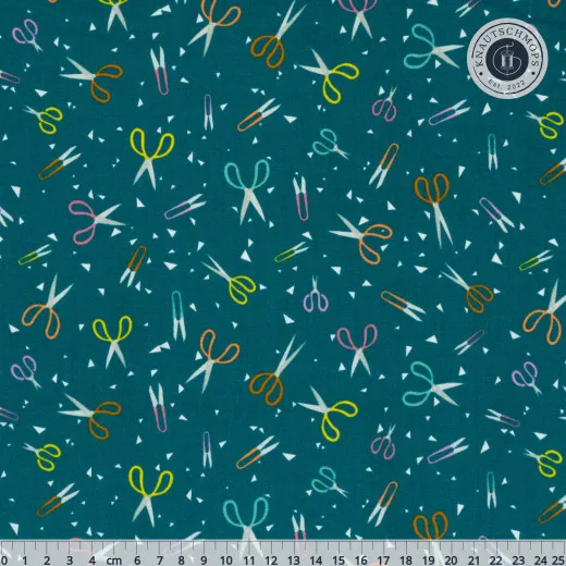 Ruby Star Society Paper Cuts 2 Baumwollstoff mit Schere und Schreibwaren Motiv