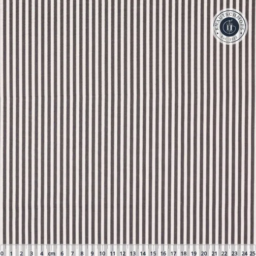 Riley Blake 1/8" Stripe Ivory Charcoal Baumwollstoff Riley Blake Baumwollstoff 1/8" Stripe Ivory Charcoal, schmale anthrazitfarbene Streifen auf Creme, mit cm-Lineal