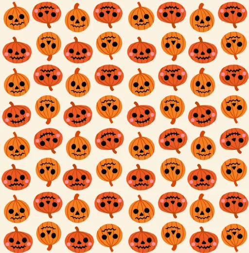 Ruby Star Society Kürbis Stoff Orange Meterware Baumwollstoff Freaky Familiars Pumpkin Party Orange von Ruby Star Society mit niedlichen Halloween-Kürbissen auf cremefarbenem Grund