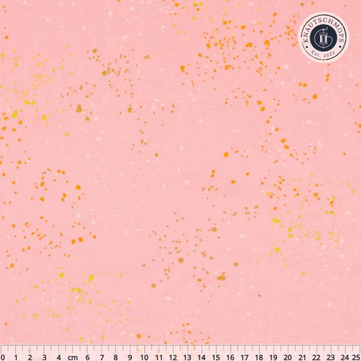 Rosa Canvas Speckled Balmy im Detail mit Zentimeter-Maßstab zur Größeneinordnung