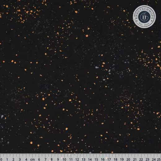 Speckled-Canvas in Metallic Black, flach ausgebreitet mit Maßstab zur Musteransicht