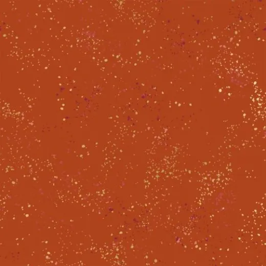 Speckled Cayenne – Musterdetail Nahaufnahme des rostorangen Speckled-Musters in Cayenne mit goldenen und violetten Farbtupfern.