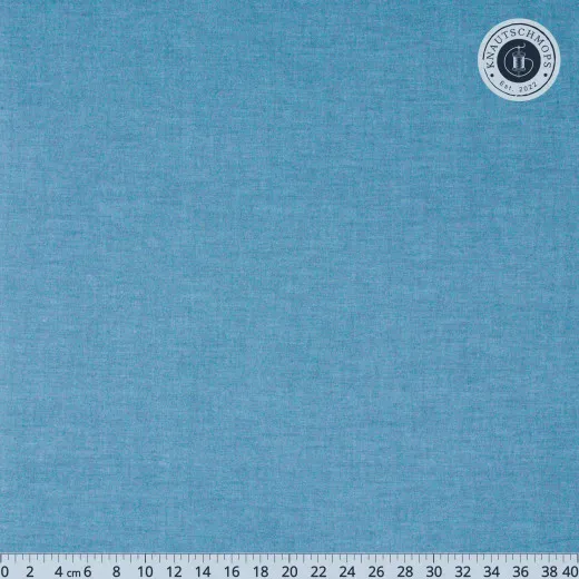 Stofffläche Blaugrün Blaugrüner Baumwollstoff Chambray Basics in Prussian Blau mit Maßstab