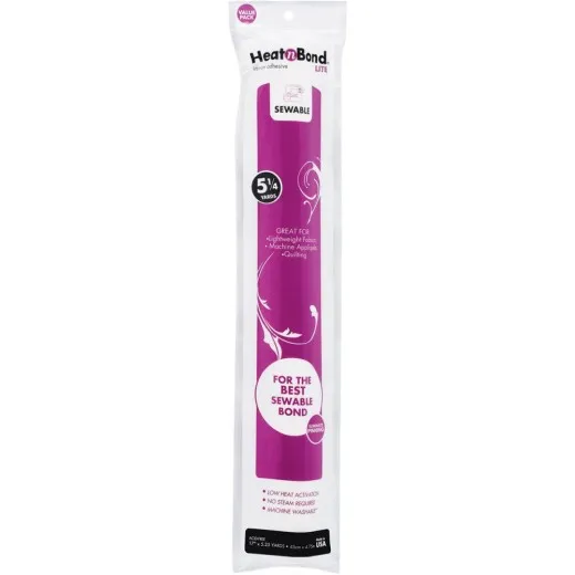 Verpackung HeatnBond Lite Verpackte HeatnBond-Lite-Rolle in Pink, „Sewable", 5¼ Yards (4,75m) Bügelvlies für leichte Stoffe.