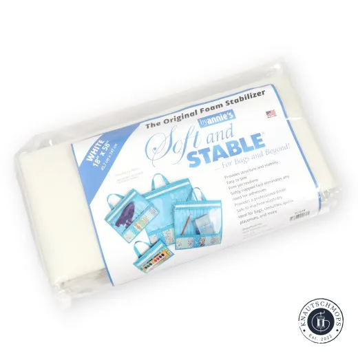 Verpackung, Schrägansicht Verpackung von ByAnnie's Soft and Stable in Weiß, Größe 18x58 Zoll, schräg fotografiert.