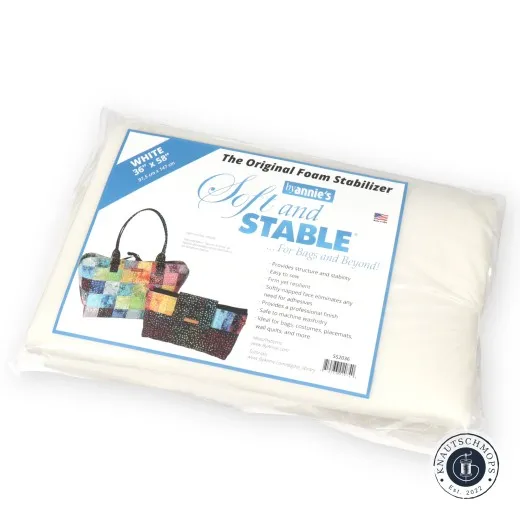 Verpackung, Schrägansicht Verpackung von ByAnnie's Soft and Stable in Weiß, Größe 36x58 Zoll, schräg fotografiert.