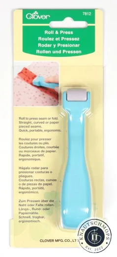 Verpackungskarte des Clover Roll and Press mit Anwendungsbild und mehrsprachiger Beschreibung