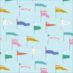 Cloud 9 Fabrics - Universal Love - Pennant Power - Light Blue Cloud 9 Fabrics - Universal Love - Pennant Power - Light Blue