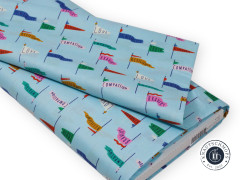 Cloud 9 Fabrics - Universal Love - Pennant Power - Light Blue