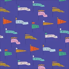 Cloud 9 Fabrics - Universal Love - Pennant Power - Blue Cloud 9 Fabrics - Universal Love - Pennant Power - Blue