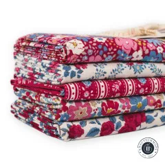 Tilda Fat Quarter Bundle - Village Life - Burgundy
