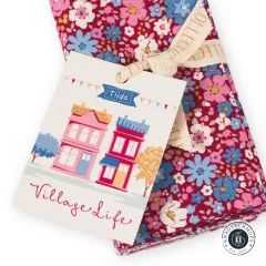 Tilda Fat Quarter Bundle - Village Life - Burgundy