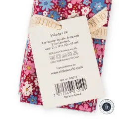 Tilda Fat Quarter Bundle - Village Life - Burgundy