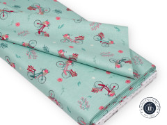 Riley Blake Baumwoll Designerstoff - Berry Market - Bicycles Mint