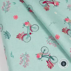 Riley Blake Baumwoll Designerstoff - Berry Market - Bicycles Mint