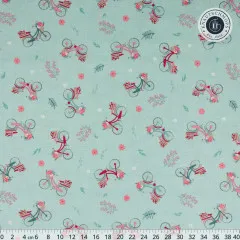 Riley Blake Baumwoll Designerstoff - Berry Market - Bicycles Mint